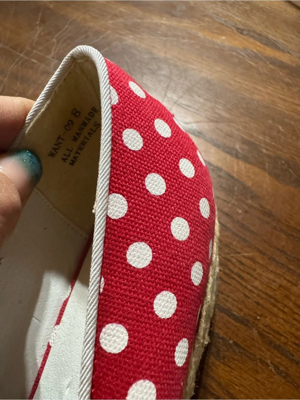 Women’s Red Polka Dot Bow Peep-Toe platforms size 8